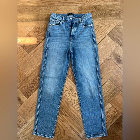 7 For All Mankind Denim - 7 For All Mankind Blue Straight Leg Jeans Womens
